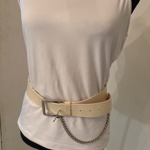 Vintage Ellen Tracy white leather belt - Picture 1 of 5